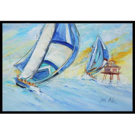 Carolines Treasures Carolines Treasures JMK1005MAT Sailboats And Middle Bay Lighthouse Indoor & Outdoor Mat; 18 x 27 in. JMK1005MAT